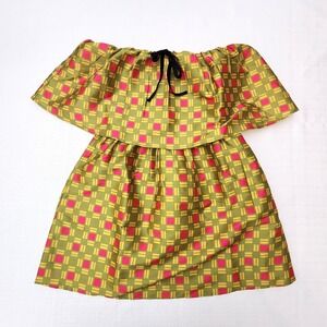 OLIVIA By Livro Tessa Strapless Smocked Mini Dress in Green Taffeta NWT Sz. XS